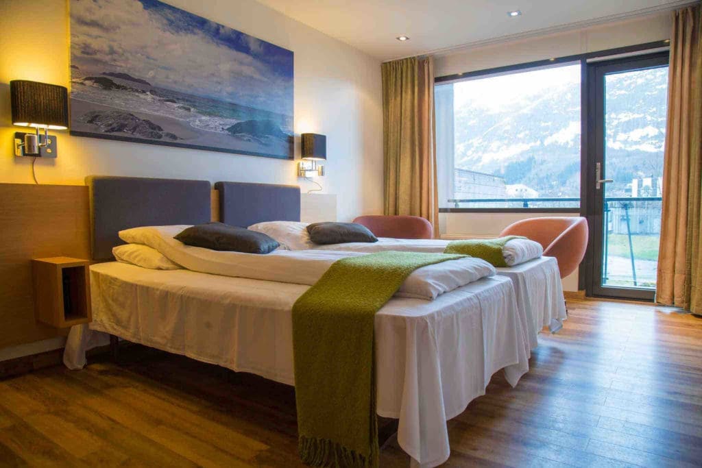 Bright and colorful suite room at Havila Hotel Ivar Aasen.