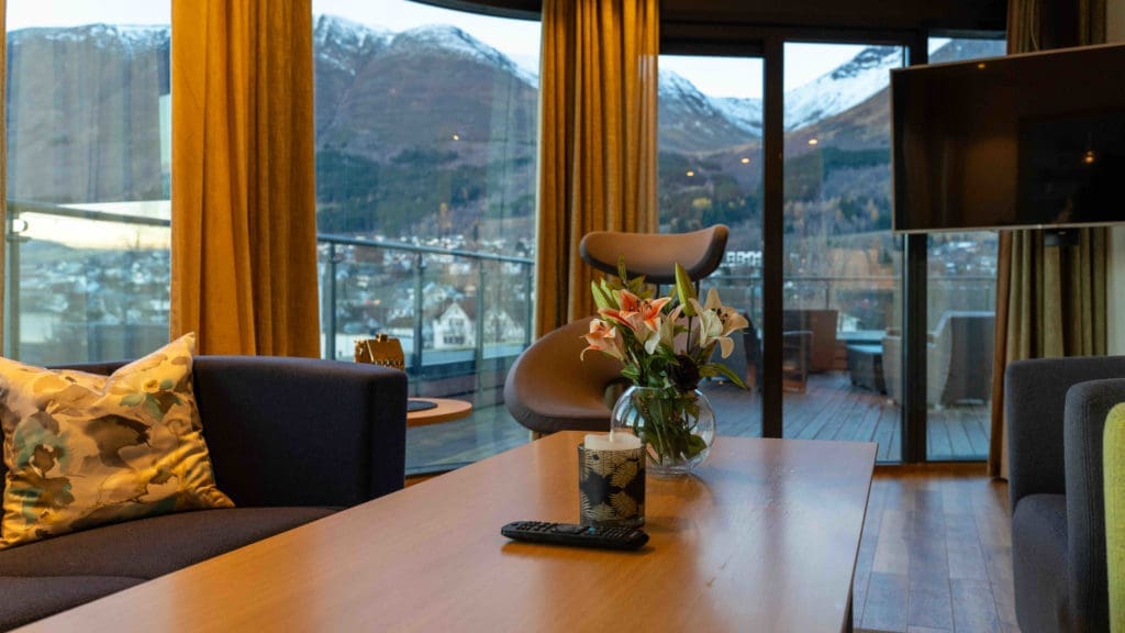 Bright and colorful suite room at Havila Hotel Ivar Aasen.